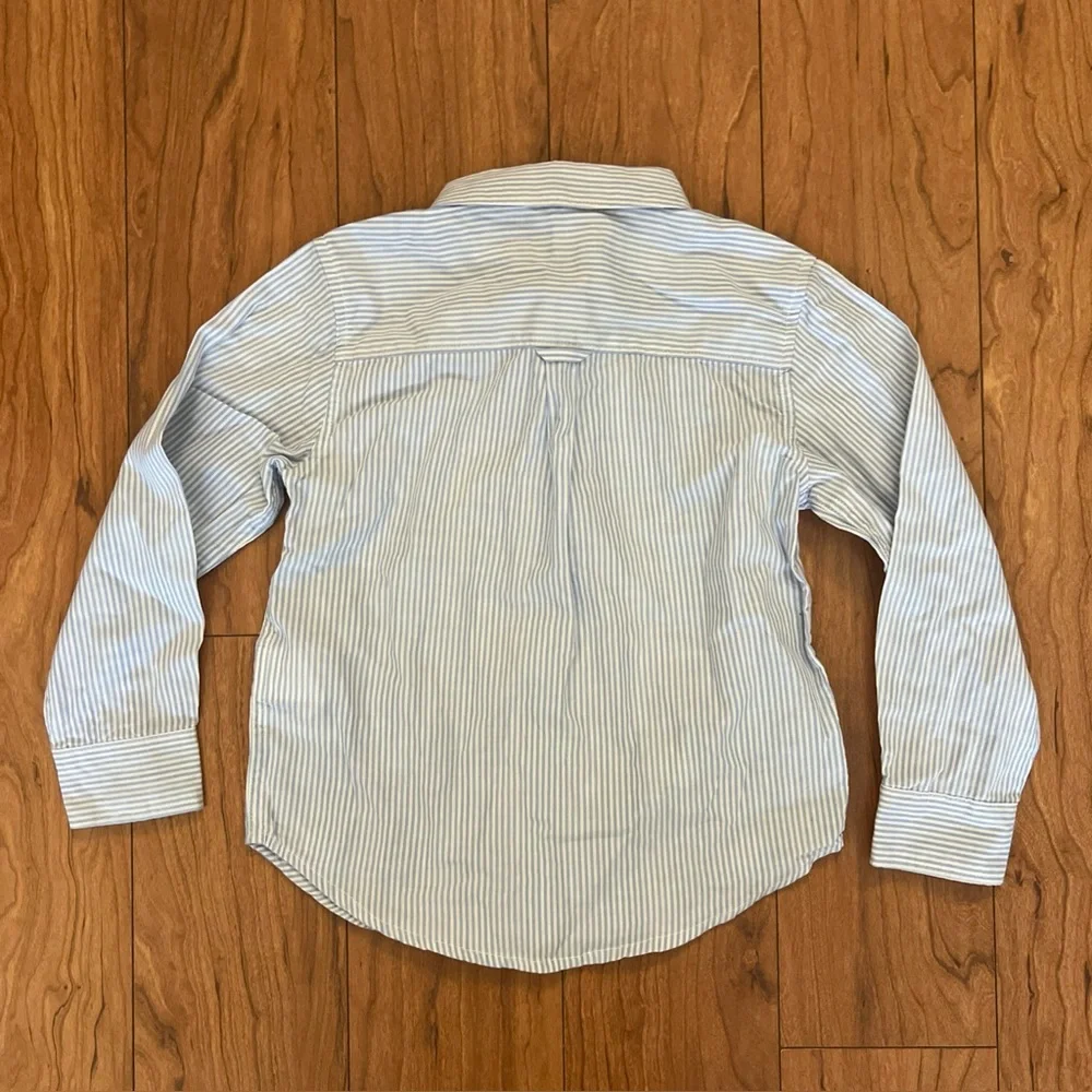 NWT Girls SZ 4 Hush Puppies 100% Cotton Long Sleeve Blue White Button Down